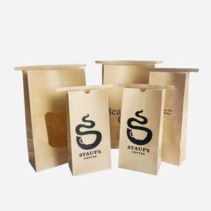 Emballage alimentaire personnalisé à emporter, sac en papier kraft brun à fond carré avec fermeture à lien pour boulangerie, pain, biscuits, friandises, avec fenêtre - Product Image 5