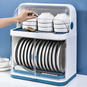 Gift Supplies Plate Dish Bowl Cups Spoon Plastic Storage Rack Double Layer Drying Drainer With Transparent Lid
