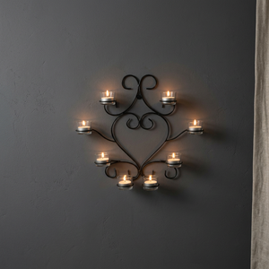 Support mural artisanal en métal pour bougies chauffe-plat, en fer forgé, pour décoration de maison, Diwali, salon, personnalisé - Product Image 6