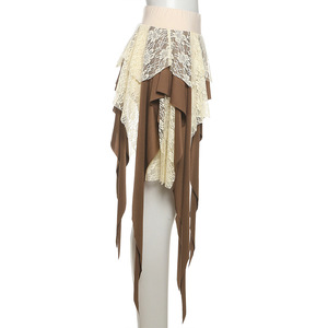 Viviblook Z312SK Nouvelle jupe irrégulière Y2K décontractée pour femme, style streetwear, avec empiècements de rubans et taille haute contrastante - Product Image 3