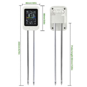 เครื่องวัดดินดิจิตอล 6 in 1 พร้อมจอ LED วัดค่า pH ความชื้น แสง อุณหภูมิ ความชื้นในอากาศ และความอุดมสมบูรณ์ของดิน สำหรับทำสวน - Product Image 4