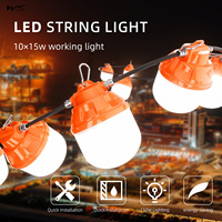 Guirlandes lumineuses LED de chantier 150W 15000LM, portée 30m, télécommande, étanches IP67, anti-chute, ampoules intelligentes pour