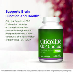 Compléments de choline, capsules de choline, citicoline 250 mg, capsules stimulant le cerveau, soutient la santé du cerveau - Product Image 3