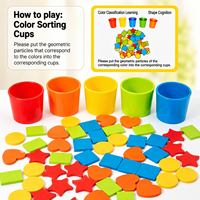 Vasos de clasificación de formas y colores al por mayor, juguetes educativos de madera para la educación temprana, entrenamiento cognitivo y emparejamiento.