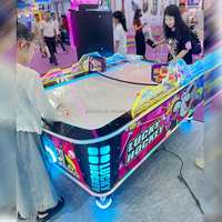 Table de hockey sur air interactive en métal durable, avec éclairage LED néon, machine d'arcade, prise en charge des jeux en espagnol/anglais