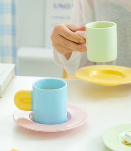 Juego de Taza y Platillo de Cerámica Color Macaron, Bonito y Moderno, Venta al por Mayor |   Regalo para Niños para Compras al por Mayor |   Taza de Té de la Tarde en Tonos Pastel - Product Image 4