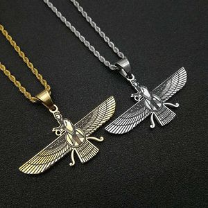 Stainless Steel Wing Pendant <b>Necklace</b> Gold <b>Silver</b> Plated Unisex Fashion Jewelry <b>For</b> <b>Men</b> Women Hip Hop Style QF994 - Product Image 1