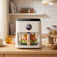 Friteuse à air intelligente multifonctionnelle avec fonction vocale et affichage visible, four à air automatique sans huile pour la maison, pour frites