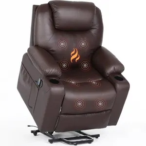 PU Leder Power Lift Assistance Massage Liege sofa Stuhl mit Motor wärme und Vibration für ältere Menschen für Wohnzimmer