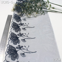 Dentelle brodée en usine, 23 cm, grise douce, avec fleurs scintillantes, garniture en dentelle brodée personnalisée pour lingerie féminine