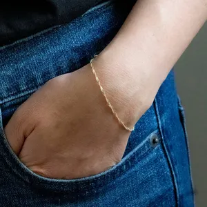 Delicate 18K Gold Plated Stainless Steel Thin Singapore Chain Bracelet Layered Bracelets Women Jewelry