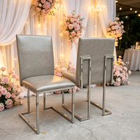 Chaise de salle à manger moderne minimaliste en acier inoxydable Luoweisen, chaises rembourrées grises pour événements, mobilier pour hôtel et restaurant
