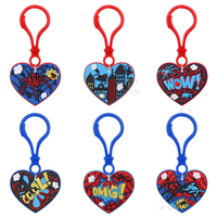 Porte-clés en PVC souple en forme de cœur à motif toile d'araignée, promotionnel, personnalisé, dessin animé, pendentif de sac, promotion en gros