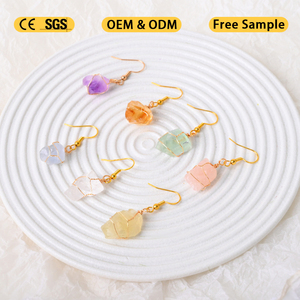 Bijoux en cristal brut de haute qualité, artisanat artisanal, boucles d'oreilles en pierres précieuses naturelles pour femmes - Product Image 1