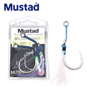Anzuelo Mustad J-ASSIST5 con pelo morado, afilado químicamente, para pesca en agua salada, anzuelo para jigging en barco, anzuelo para placa de hierro. - Product Image 3