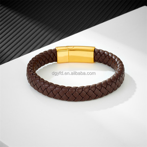 Pulsera de Cuero Negra y Marrón Vintage para Hombre, Brazalete Promocional con Cierre Magnético de Primera Calidad - Product Image 5