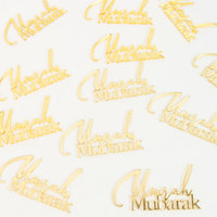 Islamische 6-teilige Acryl-Spiegel-Etiketten Cupcake-Topper Gold Umrah Mubarak Kuchendekoration für Muslimische Partys