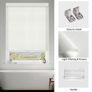 SAMADHI Built-In Cordless Roller <b>Shades</b> Textured Fabric Light Filtering <b>Window</b> Blinds Custom Size For Bathroom Kitchen Home - Product Image 2