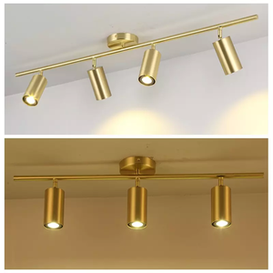Luminaire de plafond à rail réglable 4 lumières en laiton <span class=keywords><strong>brossé</strong></span> pour cuisine et salle à manger - Product Image 3