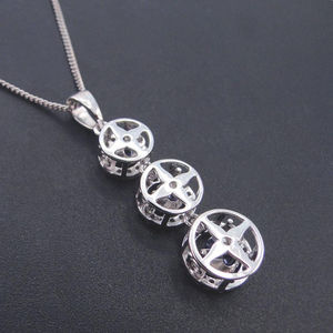 Pendentif en argent, forme de trois cercles, pendentif à goutte, zircone cubique, bijoux diamant dansant - Product Image 6