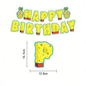 Artículos de Fiesta de Cumpleaños Amarillos con Temática de Dibujos Animados, Set de Decoraciones de Feliz Cumpleaños que Incluye Adorno para Pastel y Decoraciones de Fondo DIY - Product Image 2