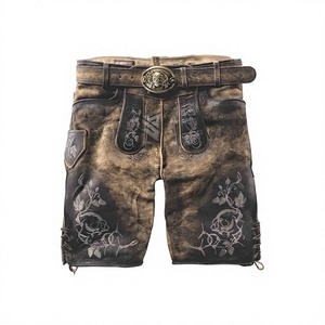 Pantalones Cortos Bávaros de Cuero Genuino para Hombre, Lederhosen Alemanes Premium al por Mayor, Traje Tradicional Bordado Auténtico para el Oktoberfest - Product Image 1