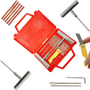 Kit de réparation de pneus portable d'urgence pour moto et voiture, avec patchs pour pneus tubeless et poignée, noir - Product Image 5