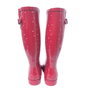 महिलाओं के लिए घुटने के डॉट्स वाइड बूट हाई बूट्स रबर वर्षा जूते - Product Image 5