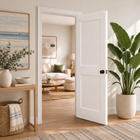 Porte intérieure pré-encadrée Shaker à âme pleine, apprêtée blanche, pour maison, prête à peindre, en MDF, 2 panneaux encastrés, style contemporain