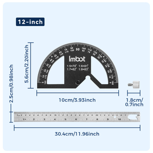 Regla de Medición Multiángulo Imbot de 12 Pulgadas, Desmontable, con Sistema Métrico/Inch para Carpinteros - Product Image 6