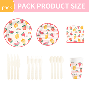 DAMAI Fruit Theme Party Decoration with Lemon Watermelon <b>Disposable</b> Party Paper Plate Cup Napkin Tableware Set for Kid Party - Product Image 5