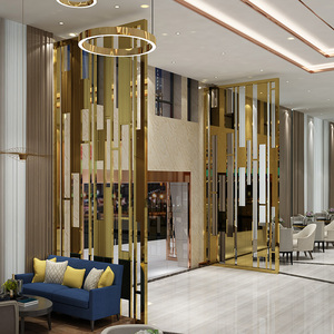 Trang Trí Sang Trọng Sảnh Khách Sạn Trong Nhà Và Ngoài Trời Vách Ngăn Màn Hình Nhôm Bằng Thép Không Gỉ - Product Image 2