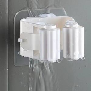 Support mural de rangement pour salle de bain, étanche, sans trace, avec pince à balai et support à balai à ventouse - Product Image 5