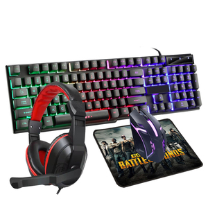 Teclado ergonómico y alfombrilla de ratón con auriculares para Pc, juego de teclado de escritorio con luz Rgb para videojuegos - Product Image 1
