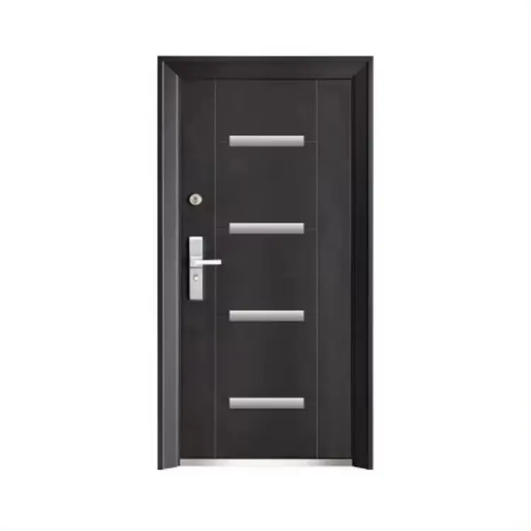 Modern Design Security Steel Entry Door Exterior Steel Aluminium Strip Main Entrance Door