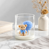 Bougie parfumée personnalisable en forme d'ours mignon et de montgolfière, en cire de soja naturelle, faite à la main, sculpturale, pour cadeau d'anniversaire ou de baby shower