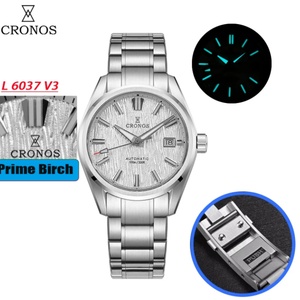 Cronos Men <b>Watch</b> 39mm <b>Automatic</b> Wristwatches White Dial Solid Links Sapphire 10 ATM L6037M - Product Image 2