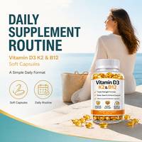 Capsules de Vitamine D3 K2 B12 en Gélules Molles à Base d'Huile de Coco pour Adultes, Marque Privée Naturelle, Logo Personnalisé, Vente en Gros, Nutrition OEM ODM