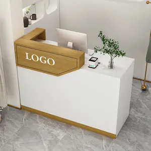 מפעל מחיר מלון מודרני עיצוב עץ סלון יופי דלפק דלפק קבלה לבן קבלת משרד שולחן
