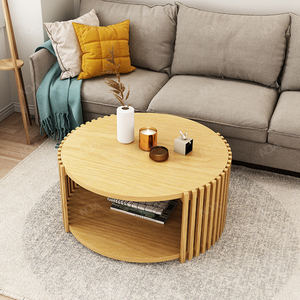 Nouvelle série <span class=keywords><strong>Luka</strong></span> Table basse ronde en bois massif de Style moderne pour la maison meubles de salon loisirs étagère d'extrémité centrale - Product Image 2