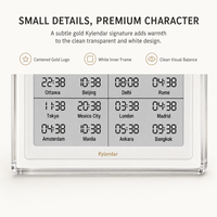 Reloj Mundial Acrílico Kylendar de 7.5 Pulgadas con 16 Ciudades y Múltiples Zonas Horarias, Calendario Digital de Escritorio con Pantalla E-Paper para Decoración de Oficina y Hogar