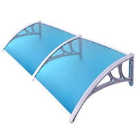 Auvent de porte extérieur transparent en polycarbonate alvéolaire avec support en plastique