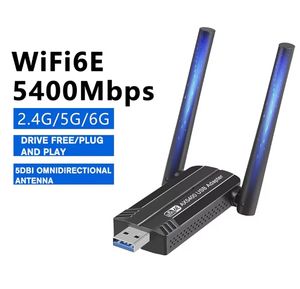 Carte réseau Wifi6E haute vitesse <span class=keywords><strong>5400</strong></span> Mbps Tri-bandes 2.4G 5G 6G Adaptateur Wifi USB pour PC Ordinateur portable Décodeur Récepteur Wifi Dongle - Product Image 4