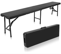 Meilleur prix 6 pieds HDPE plastique finition en bois pli en demi banc pour pique-nique en plein air événements de fête