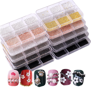 Juego de diamantes de imitación para uñas de estilo Punk, 6 cajas, nuevo producto, suministro, tipo 3D, Cuentas pequeñas de Metal, joyería de cuentas de acero para uñas - Product Image 1