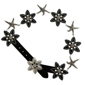 Cinturón de cadena Y2K con estrellas, estilo vintage occidental, de cuero PU con tachuelas, cinturón retro con ojales de estrella y patchwork, cadena de vientre para mujer OEM - Product Image 6