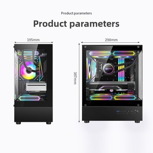 Boîtier de jeu Xuanwu Mini Micro ATX vertical pour <span class=keywords><strong>PC</strong></span> de bureau, refroidi par eau, avec façade en verre panoramique entièrement transparente et ports USB 3.0 avant - Product Image 4