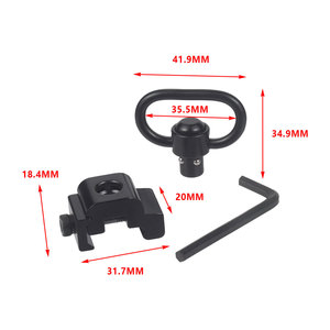 Attache de sangle Picatinny Premium 20 mm avec kit de clés hexagonales, en alliage d'aluminium noir, durable, à dégagement rapide, équipement tactique d'extérieur - Product Image 3