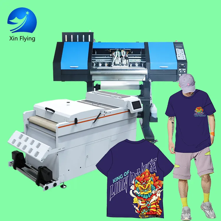 Xgonfiying prezzo di fabbrica doppia testa 12mq/h 24 pollici A2 60cm stampante dtf macchina/stampante dtf 60cm agitare polvere