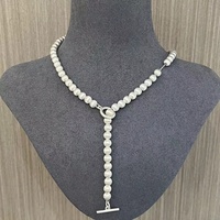 Collier long à perles rondes en argent 99, design simple et de niche, style luxe léger, chaîne pour pull